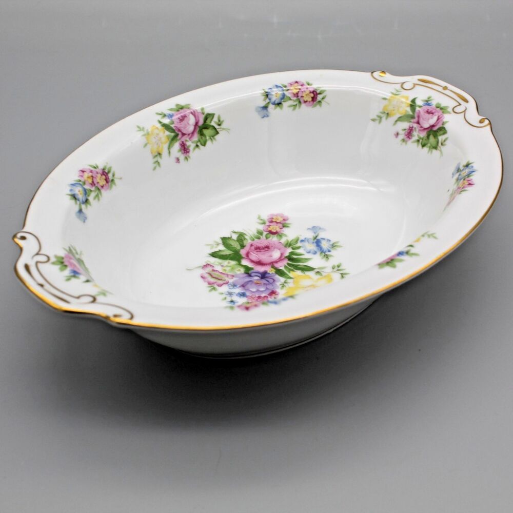 Kingswood China Serving Bowl 10.25" Oval Spring Floral Design Occupied Japan